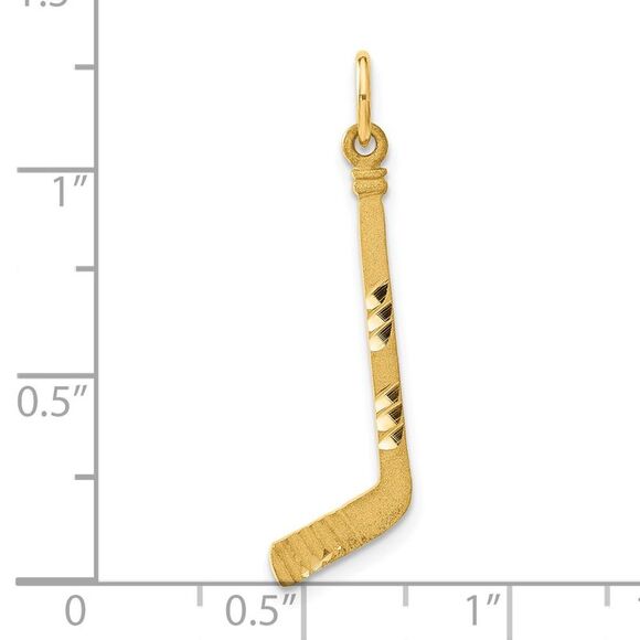 14k Yellow Gold Satin D/C Hockey Stick Charm